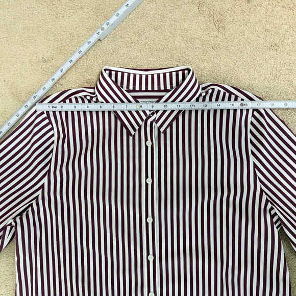 Chico's No Iron Button-up Shirt Bundle Purple Floral Paint Stripe Print Size 14 - Picture 15 of 15